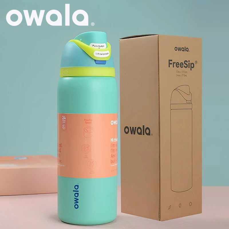 Чашка Owala, неоновые термосы и термосы, бутылка для воды, посуда для напитков, термостакан, термокружка из нержавеющей стали, оригинальный холодный