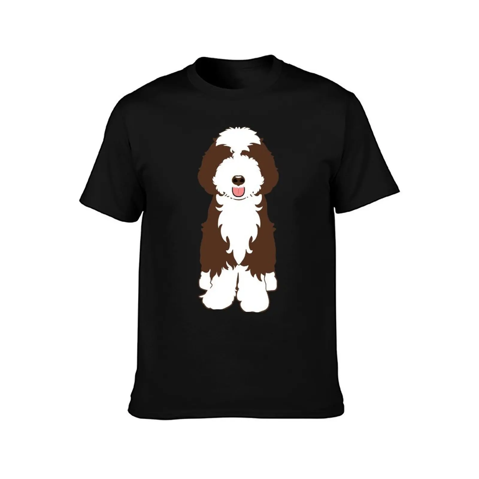 Фото Футболка LOVE Chocolate and White Aussiedoodle, черная хлопковая футболка, однотонная мужская упаковка, футболки для мужчин, футболки с рисунком №2