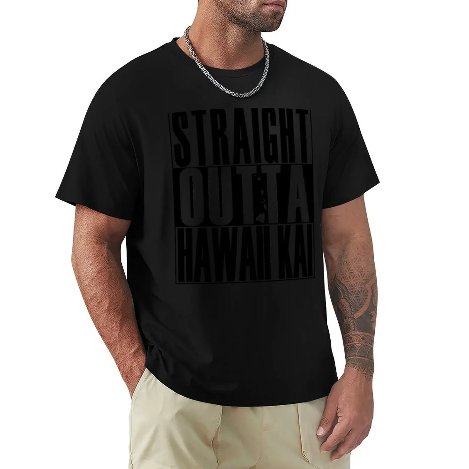 Футболка Straight Outta Hawaii Kai (черная) от Hawaii Nei All Day, дешевые хлопковые футболки с рисунком, мужские большие и высокие футболки