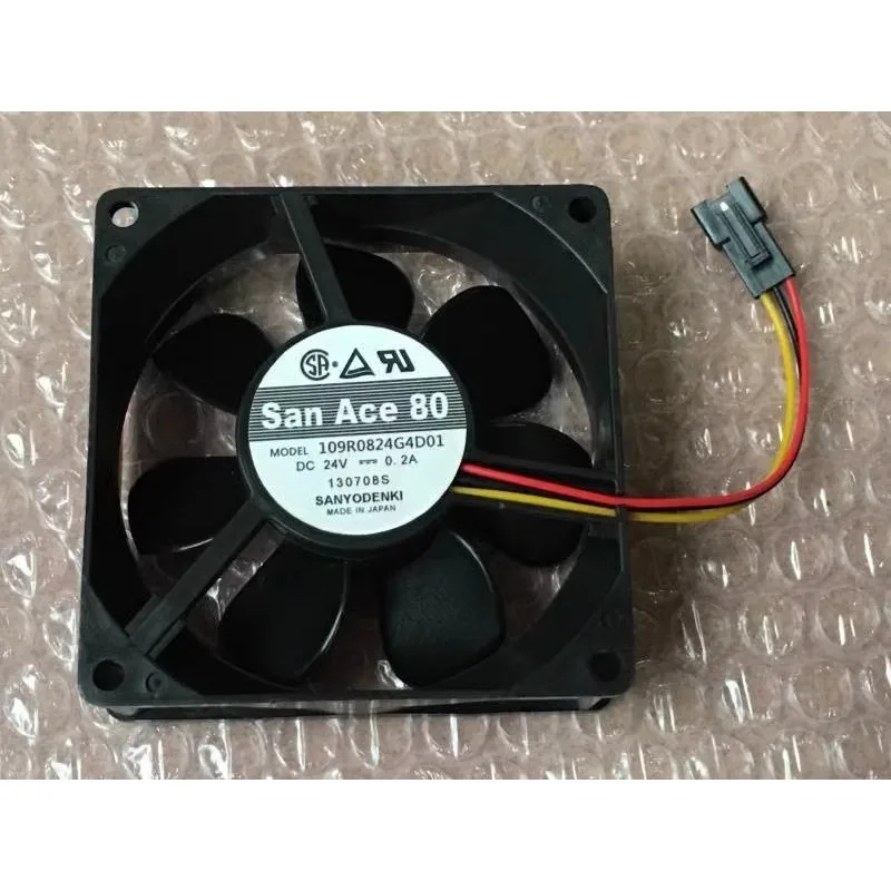 Новый вентилятор охлаждения для San Ace 80 109R0824G4D01 8025 24V 0.2A 3-проводной осевой Стандартный вентилятор 80*80*25 мм