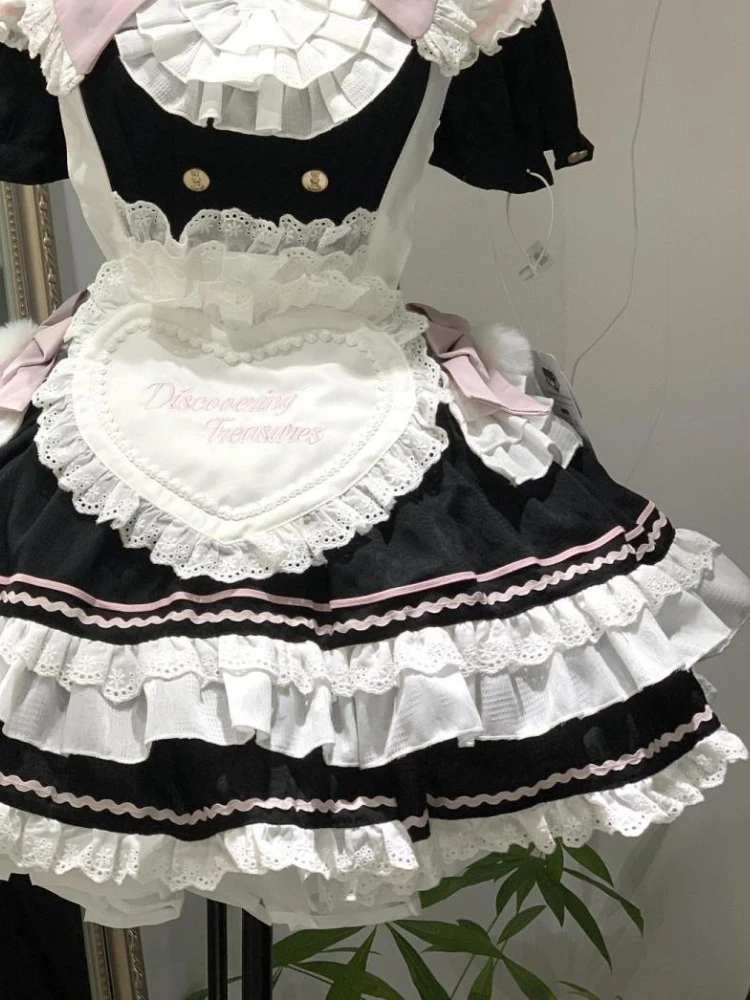 Kawaii японское милое короткое платье Лолиты, женское элегантное платье принцессы Y2k с бантом, шикарное платье-фартук, женская фея, милые наряды, новинка