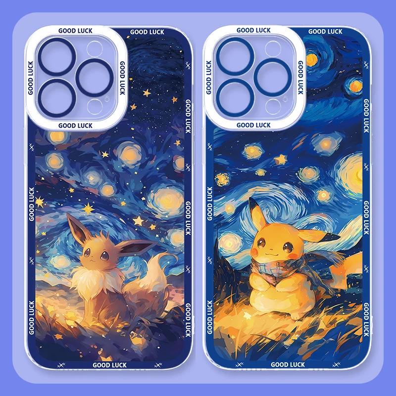 Прозрачный чехол из ТПУ для телефона Xiaomi Redmi Note 13 12 11 Pro Plus 4G 5G 12S 11S 10 10S 9 9S 8 13C 12C 10C картина маслом P-Pokemon Capa