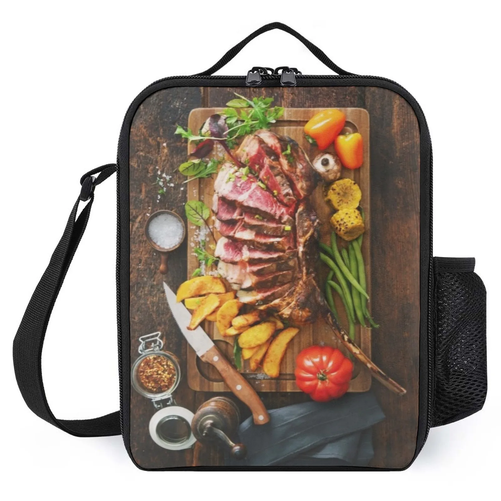 Мясо на гриле, стейк, Bolsa Termica Porta, детская сумка для пикника с принтом, школьные сумки для обеда, детская изоляционная сумка для ланча Сумки специального назначения