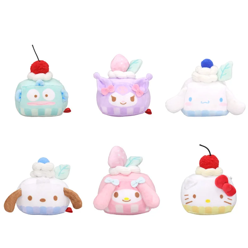 12 см Sanrioed ленивая Летняя серия, подвеска в виде зажима, милый аниме Hello Kitty, моя мелодия, Kuromi Cinnamoroll плюшевый брелок для ключей, подвеска