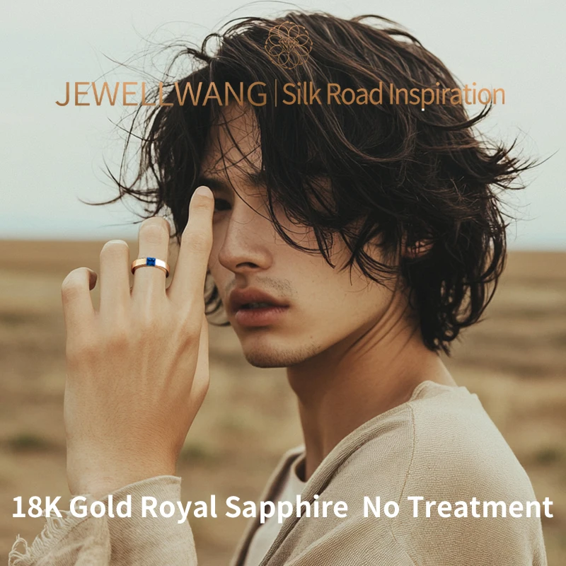 Фото Silk Road Inspiration 18-каратное золото 0,10-0,5 карата выращенный в лаборатории сапфир | Принцесса квадратной огранки без гендерных ювелирных изделий обручальное кольцо с драгоценными камнями №3
