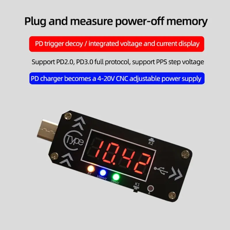 XY-WPDT Type-c PD быстрозаряжающий триггерный модуль для постоянного тока, цифровой дисплей, тестер измерителя напряжения и тока с поддержкой протокола PD2.0 PD3.0
