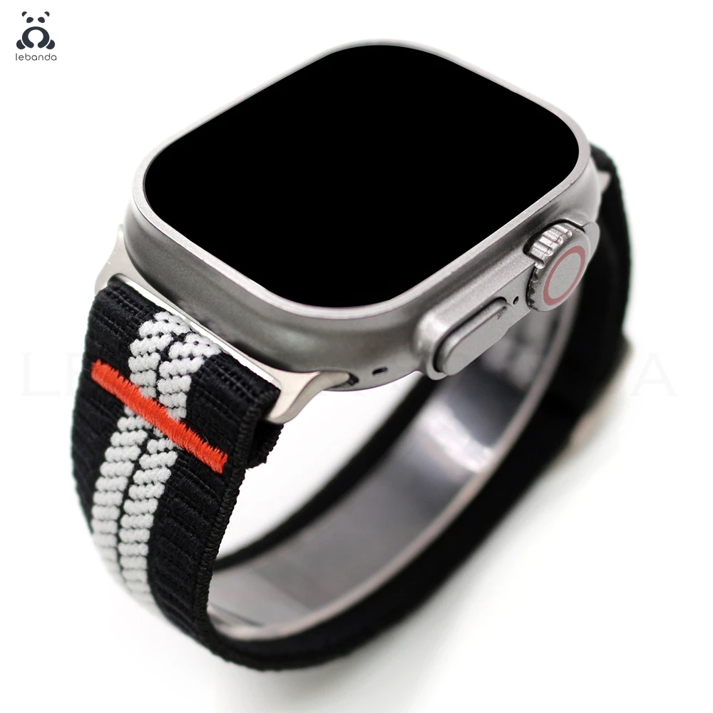 Фото Ремешок Lebanda для Apple Watch Ultra3 2 Series 11 10 9 8 7 6 5 4 SE Ремешок для iWatch Эластичный тканый нейлоновый браслет с подвижной пряжкой №4