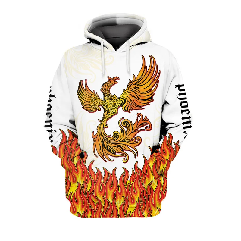 Фото Cool Fire Phoenix 3D Printed Hoodie Men's Clothing Harajuku Street Novel Hooded Coat Men Women Fashion Personality Sweatshirt №2