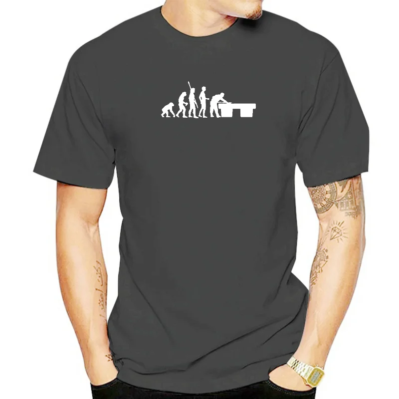 Summer Fashion Evolution Billiards Print T-Shirt Cotton Men's Short Sleeve Casual Man Problem Solved Billiards Player T Shirts