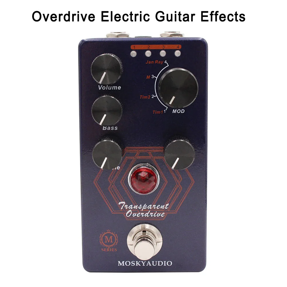 Фото Прозрачная педаль для электрогитары Mosky Overdrive, запчасти для гитары, 4-режимная кнопка, педали для гитары, запчасти для музыкальных инструментов №4