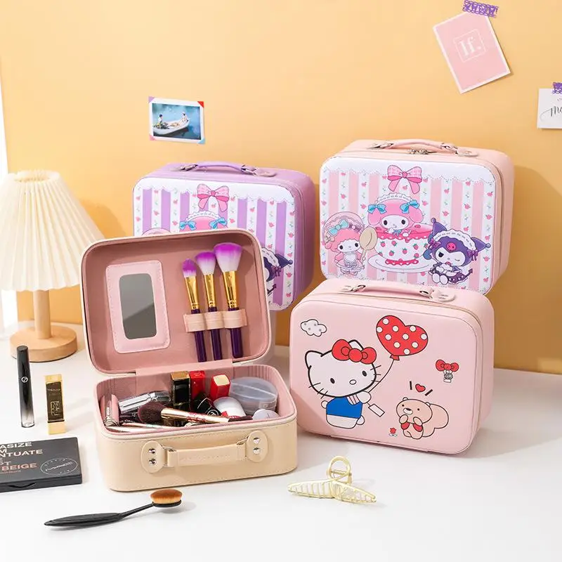 Sanrio косметичка Hello Kitty Kuromi мультфильм портативный большой емкости портативный дорожный косметический ящик для хранения домашнего интерьера новый