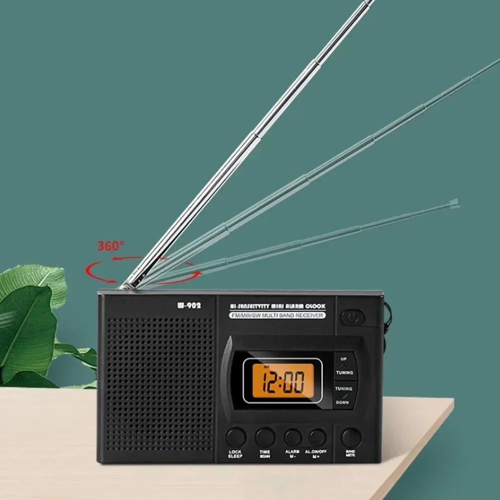 Фото e do przenoszenia i użycia Przejrzysty dźwięk stereo Przenośne radio z z zegarem LCD FMAMSW Wielopasmowe przenośne radio kieszonkowe z zegarem №4