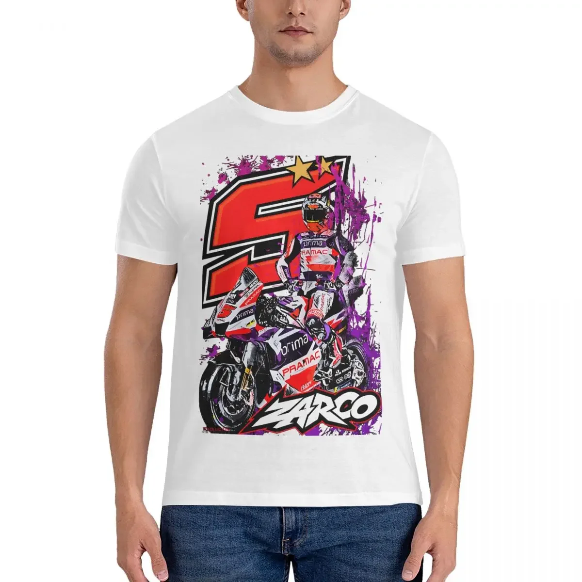 Фото Футболка MOTO The GP с коротким рукавом, топы, Винтажная Футболка Johann Zarco Number 5 для гонок, Мужская футболка с круглым вырезом из чистого хлопка, 2024 №5