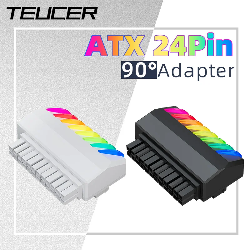 Teucer ATX 24-контактный угловой кабель 90 градусов для блока питания материнской платы 5 В/3 контактный адаптер с угловой ви...