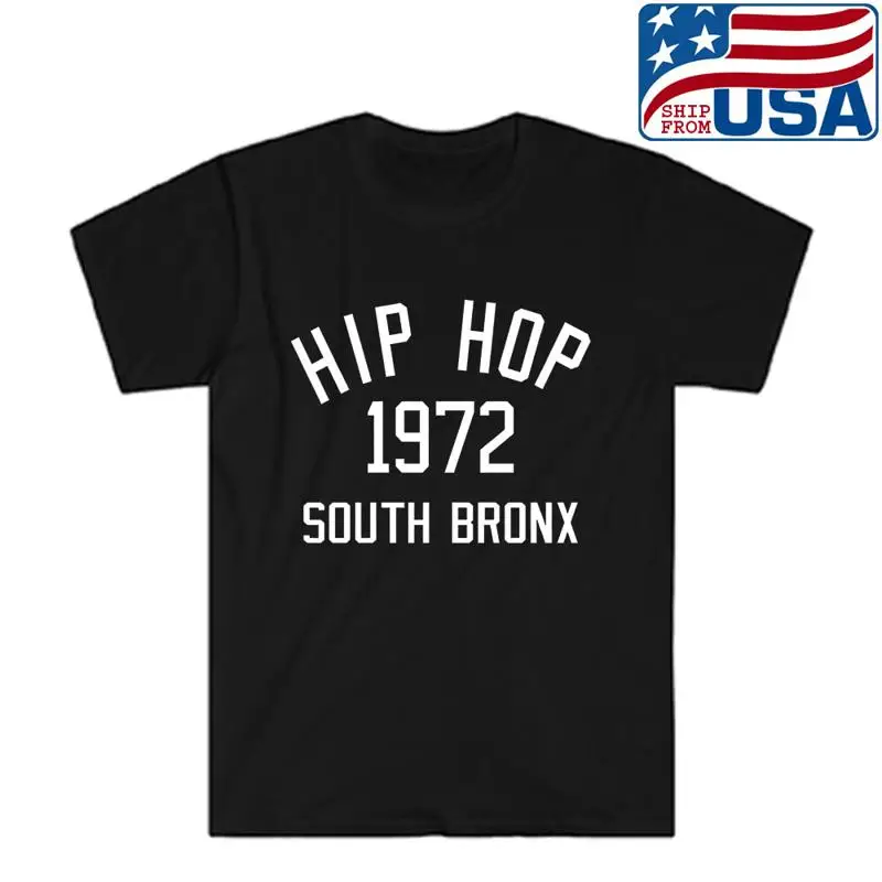 Мужская черная футболка в стиле хип-хоп 1972 года South Bronx