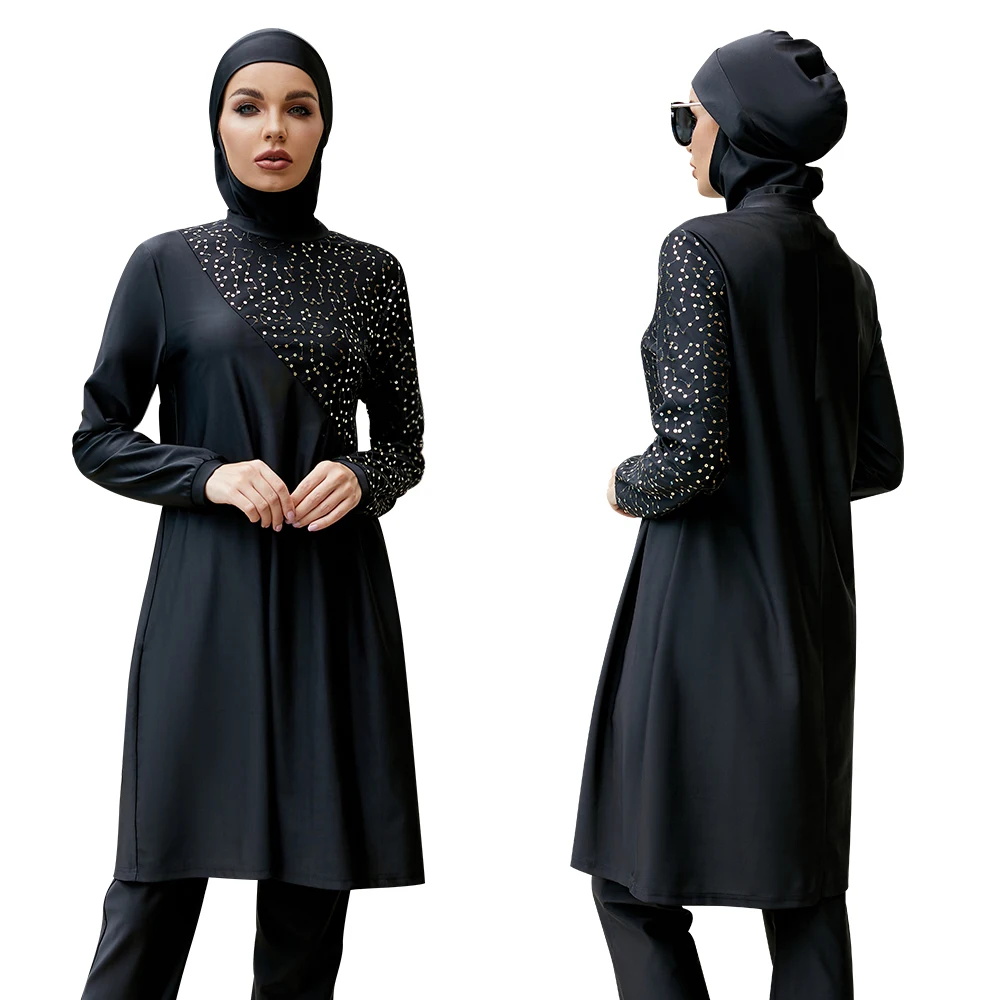 Burkini Femme Musulmane Maillot De Bain мусульманский женский купальник исламский хиджаб купальники скромный буркини купальный костюм пляжная одежда 3 шт. Мусульманская Мода
