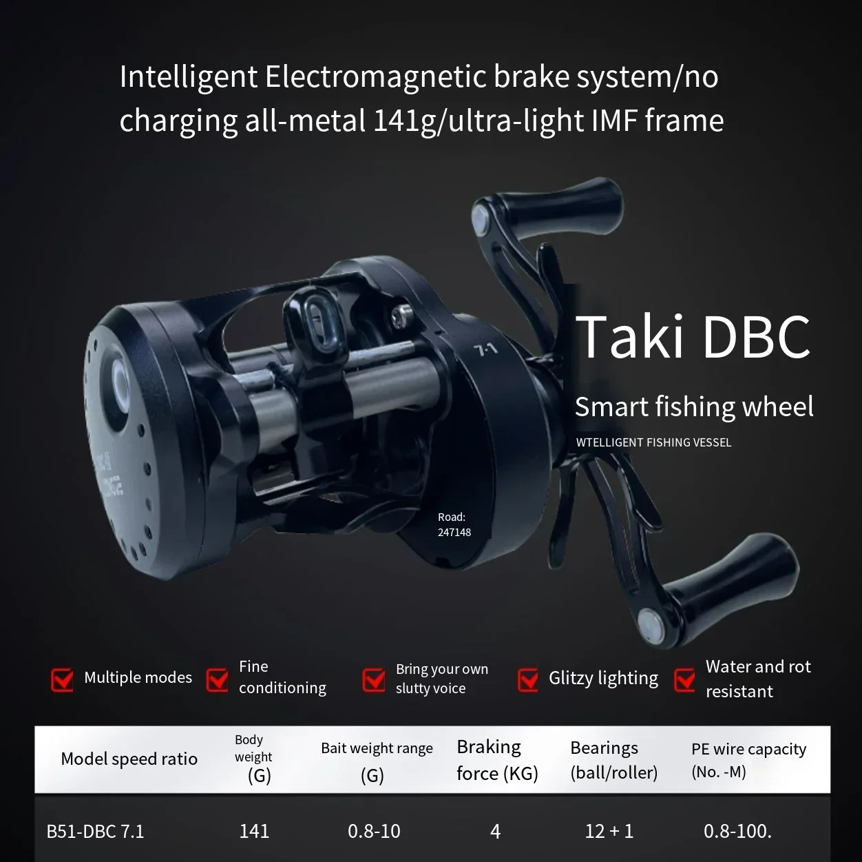 Фото Aioushi-Takizawa B51-MC микротоварный барабан с ЧПУ цельнометаллический магнитный тормоз универсальное использование рыбацкая лодка Luya B50 официальный Longze №5