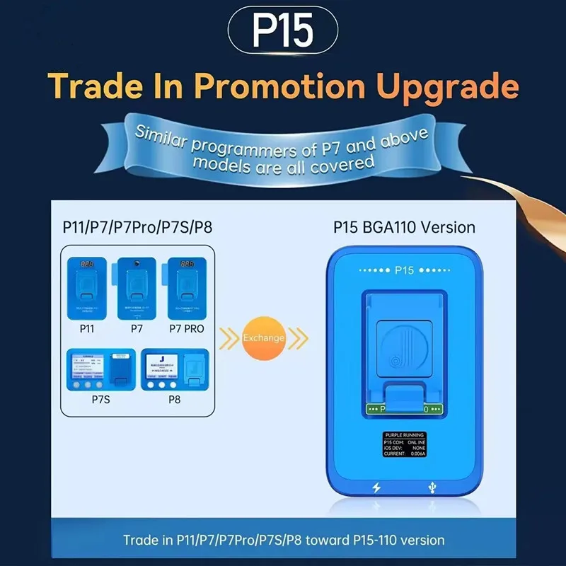 Фото JCID P15 BGA110 Торговля в акции Обновление для JC P13/P14 Pro P11/P7/P7 PRO/P7S/P8 Pro 1000S Программатор Необходимо предоставление старого хоста SN №2