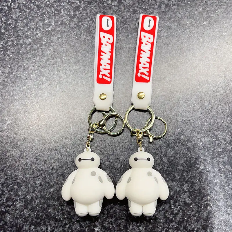 Фото Disney Big Hero 6 Baymax милый мультфильм аниме ПВХ брелок для ключей от машины украшения рюкзак подвеска на молнии подарок на Хэллоуин и Рождество №5