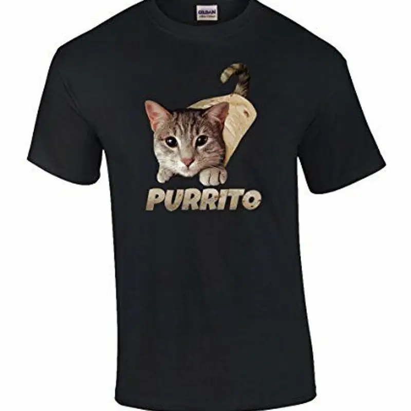 Футболка для взрослых Funny Purrito Cat in Burrito, черная