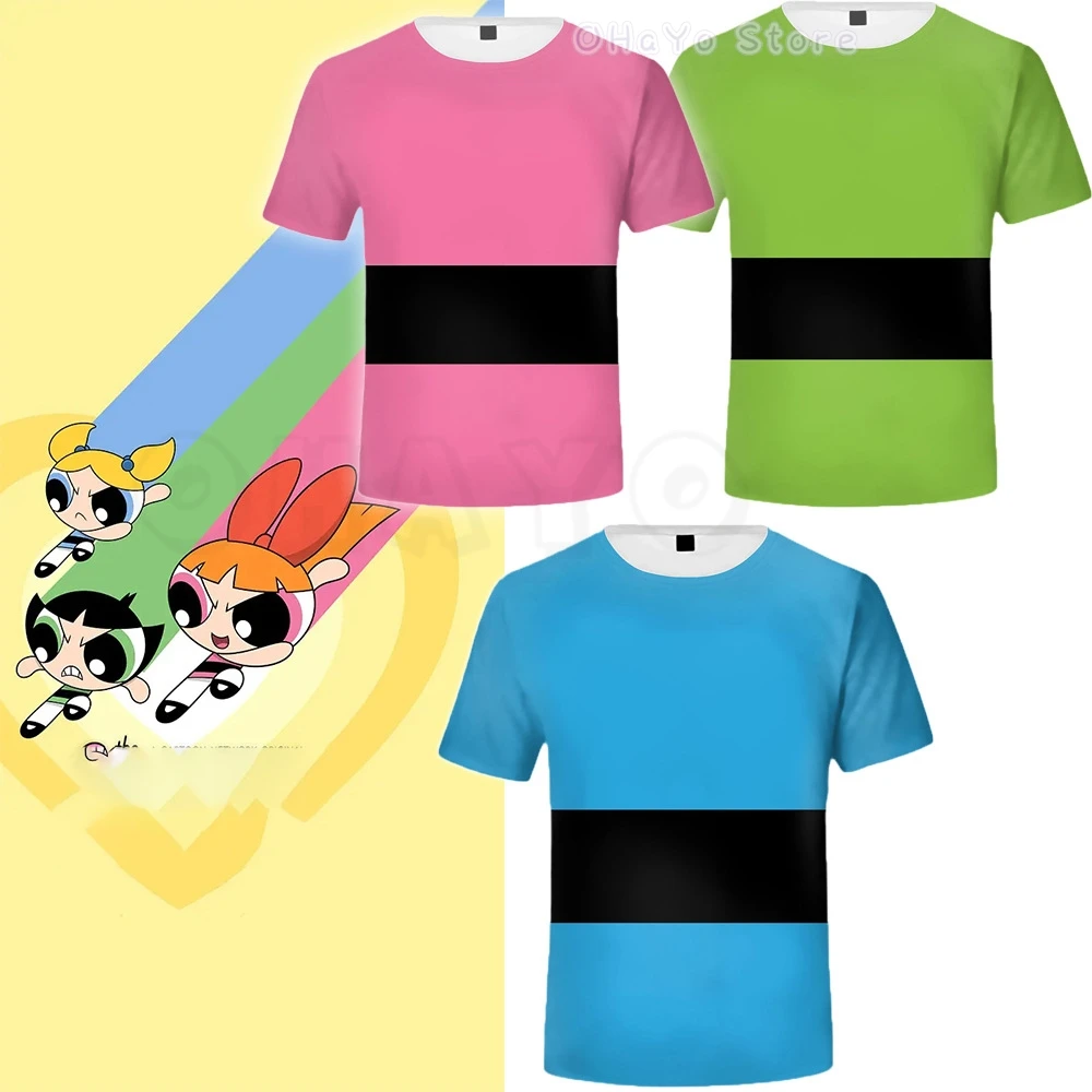 Костюм для косплея Power Cos Puff для девочек, футболка унисекс Doujin Hyper Blossom, 4 цвета, костюм с катящими пузырьками, наряд для мужчин и женщин