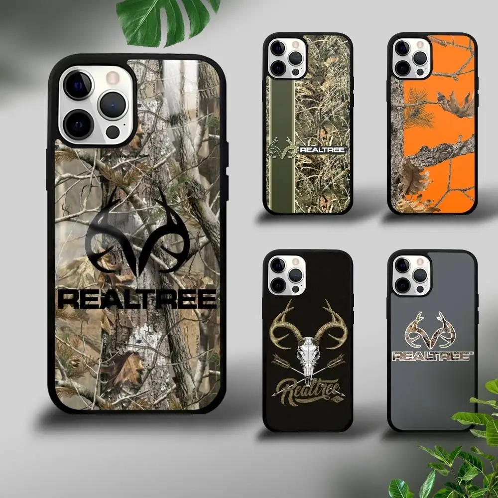 Камуфляжный чехол для телефона R-Realtree Real Tree для iPhone 16, 15, 14, 13, 12, 11 Pro Xs Max Mini Plus Celulares Hard Funda