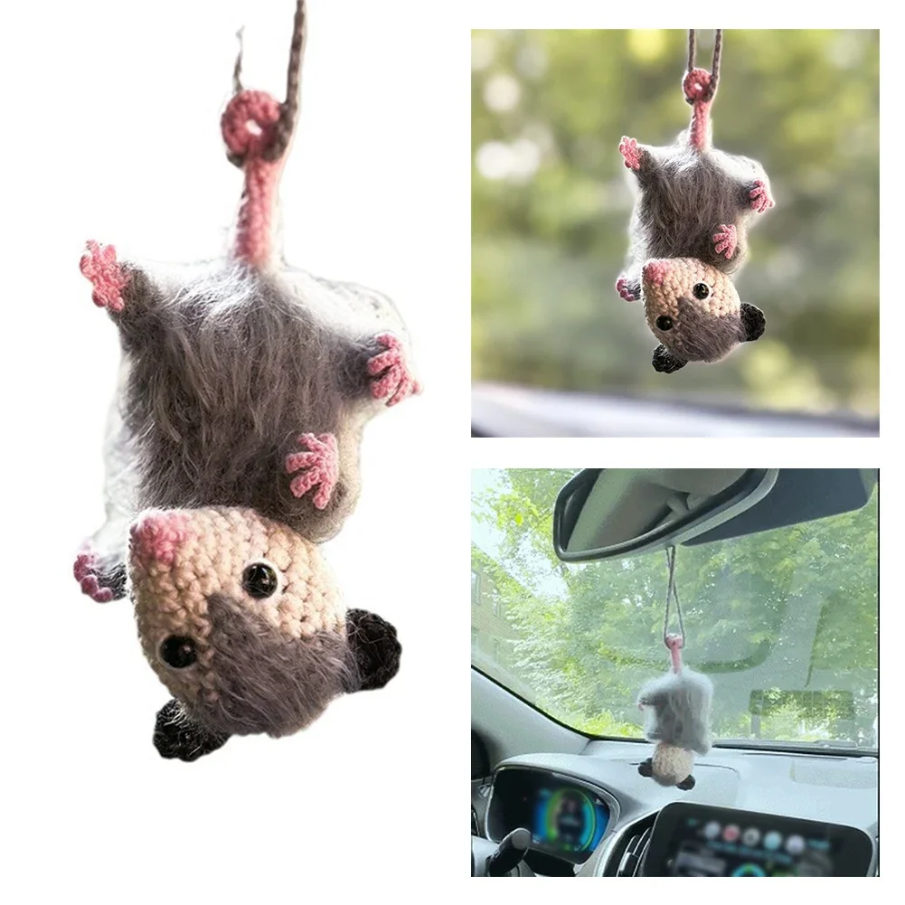 Фото Зеркало заднего вида Possum Christmas Cute Possum Car Charm Хэллоуин Премиум-пряжа Зеркала заднего вида Очаровательный дизайн №2