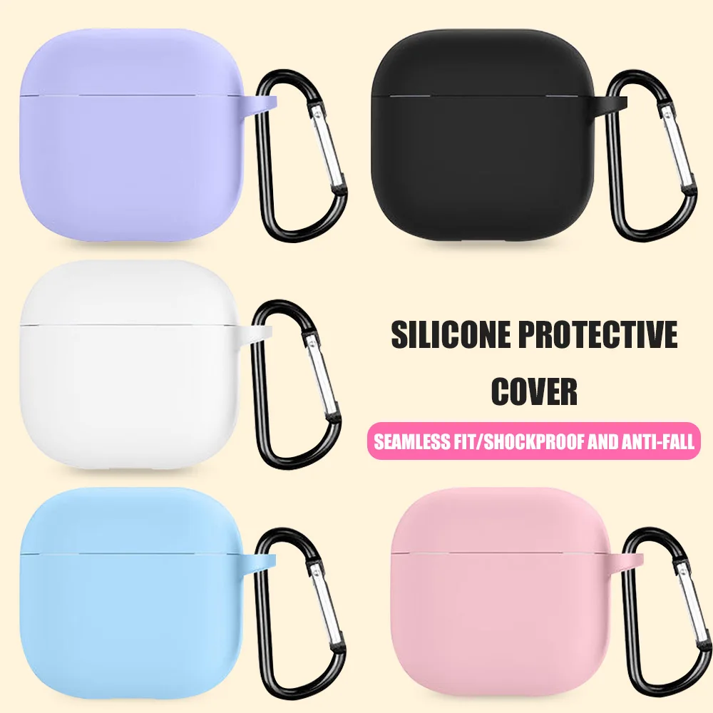 Чехол для наушников Airpods 4, силиконовые защитные чехлы ярких цветов для Airpods 4, аксессуары для беспроводных наушников 4-го поколения с крючком