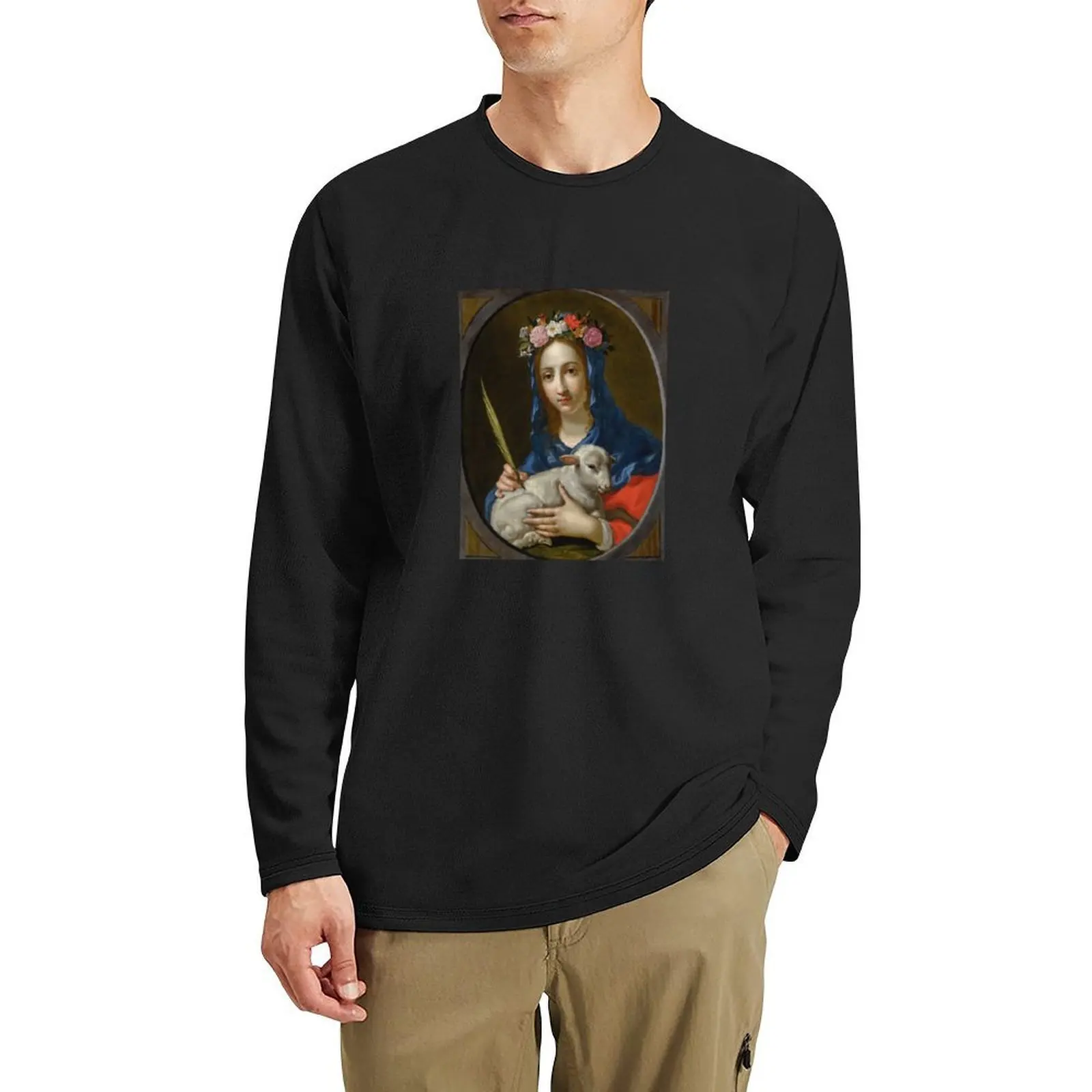 Saint Agnes (by Cesare Dandini) Длинная футболка, тяжелые футболки, новое издание, аниме, мужские футболки с рисунком, пакет