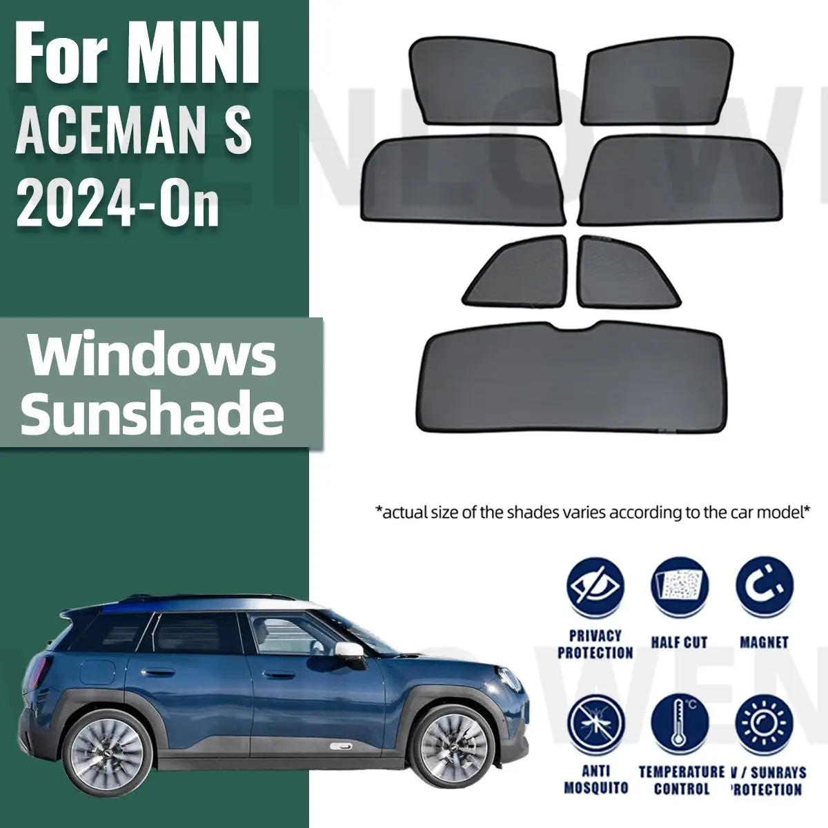 Для Mini ACEMAN S 2024 2025 Магнитный автомобильный солнцезащитный козырек, передняя рамка для лобового стекла, занавеска на заднее боковое окно, солнцезащитный козырек