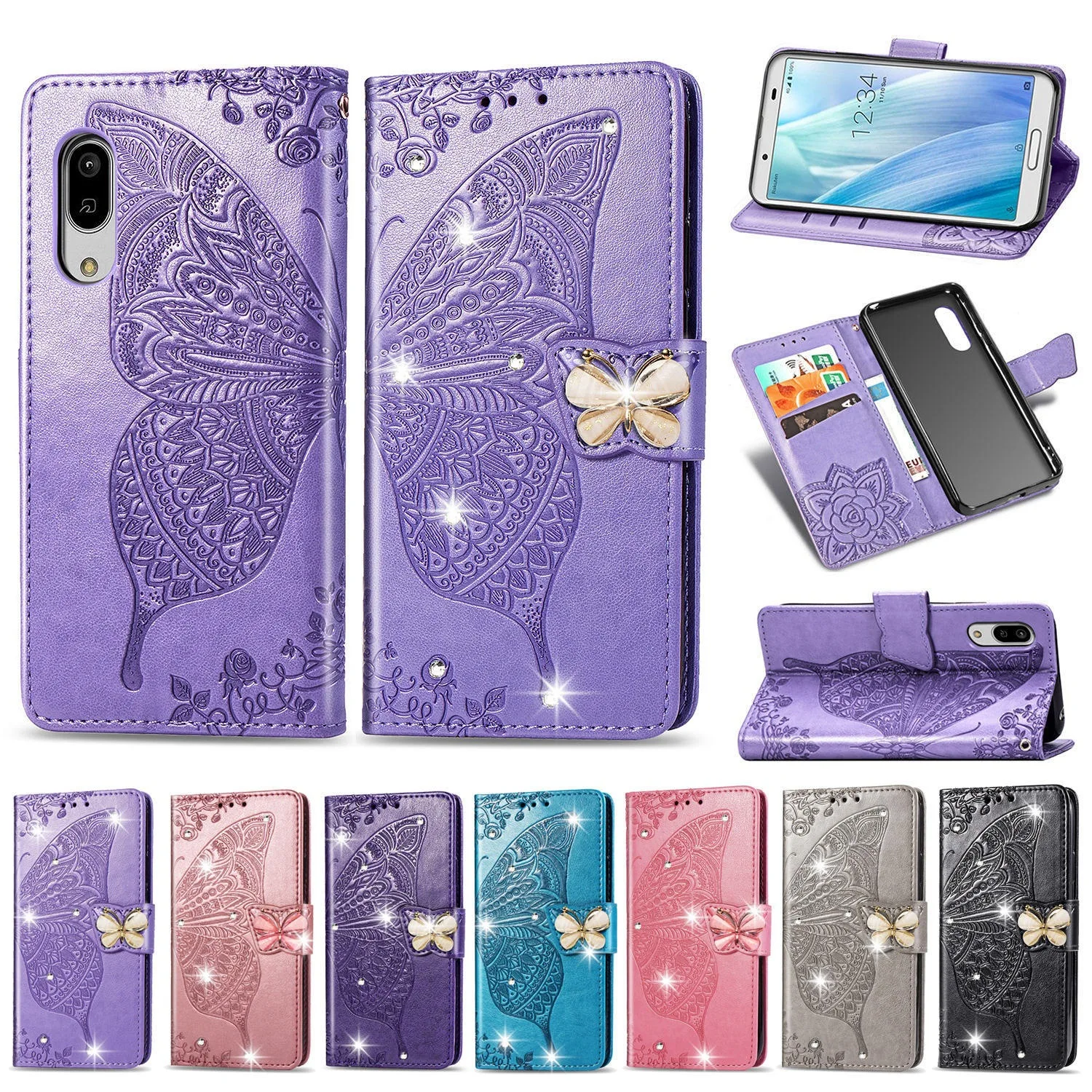 Флип-чехол-кошелек для Ausu Zenfone 10 9 8, кожаный ремешок со стразами, 3 слота для карт, книга, противоударный откидной чехол для Ausu ROG Phone 6