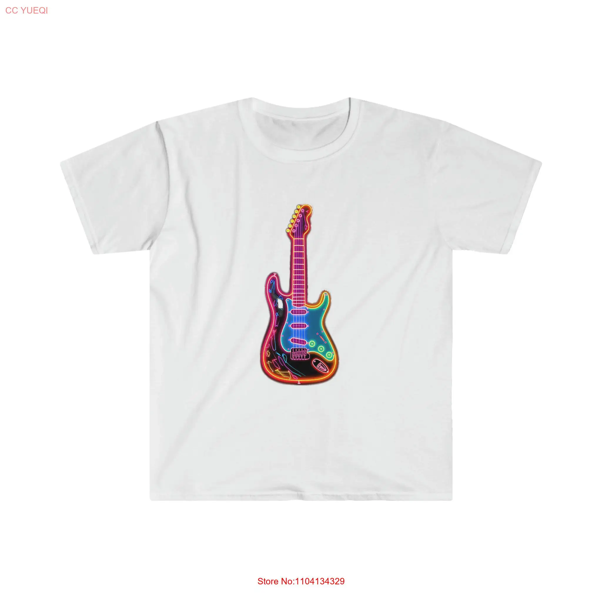 Guitar T Shirt tee Vaporwave Softstyle neon long or short sleeves
