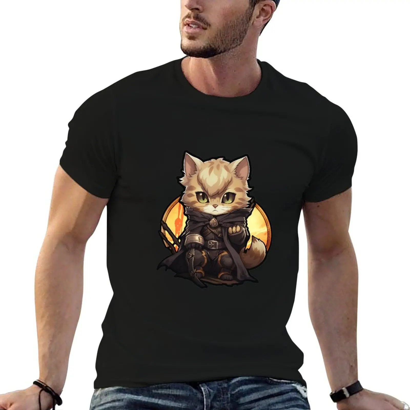 Футболка D&D Tabaxi Rogue Active, топы больших размеров, забавные футболки для мужчин
