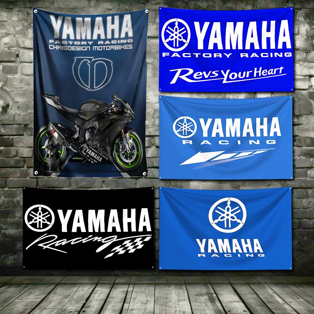 3x5 футов мотоцикл для y-yamahas флаг полиэфир цифровая печать баннер для гаража настенное искусство наружные дверные украшения люверсы