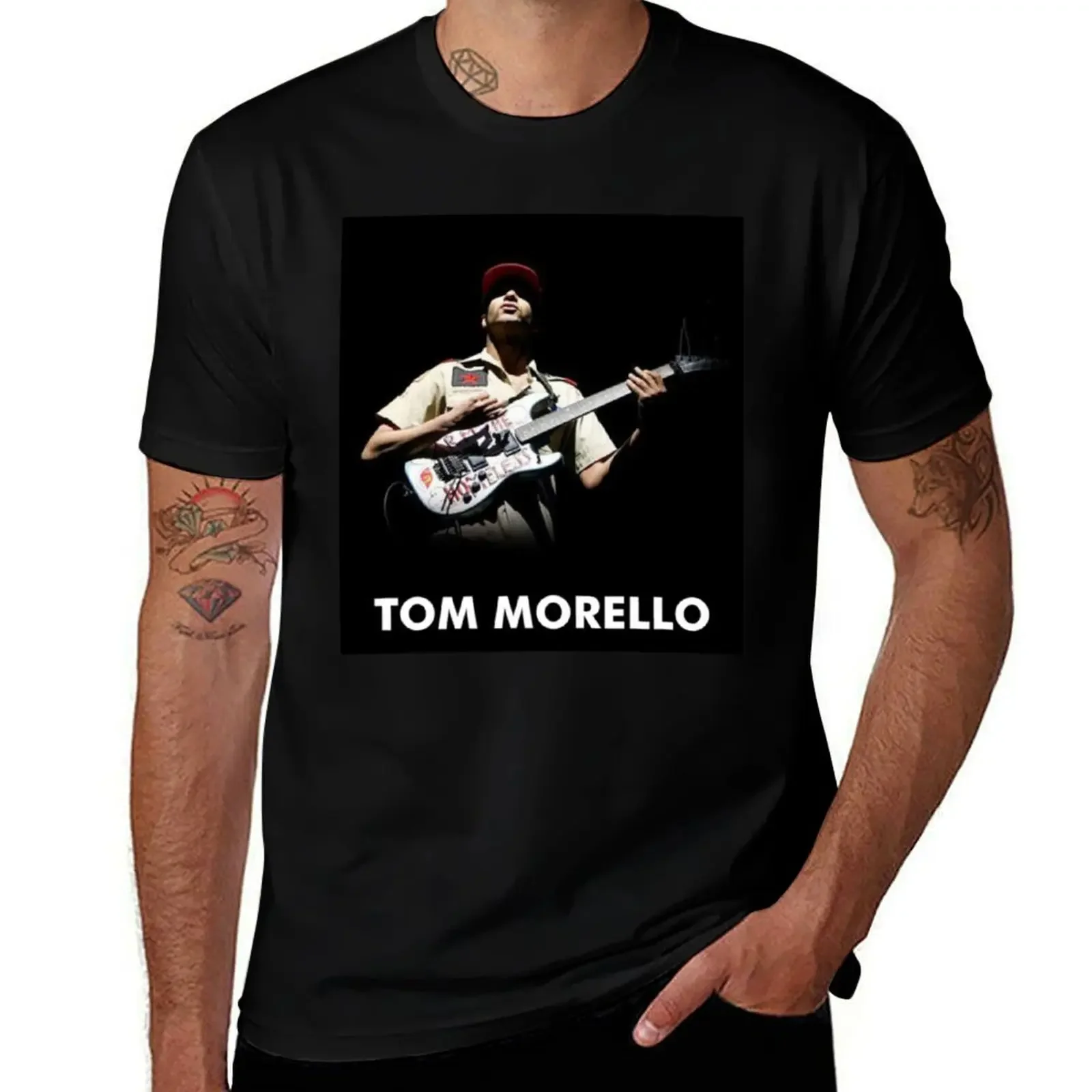 Футболка Tom Morello, одежда в стиле аниме, черные рубашки, футболки с графическим рисунком, мужские футболки, упаковка