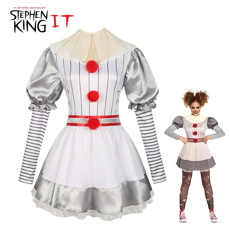 Это женский костюм, платье для персонажа Pennywise от «It», костюм на Хэллоуин, страшный клоун, ролевая игра, косплей