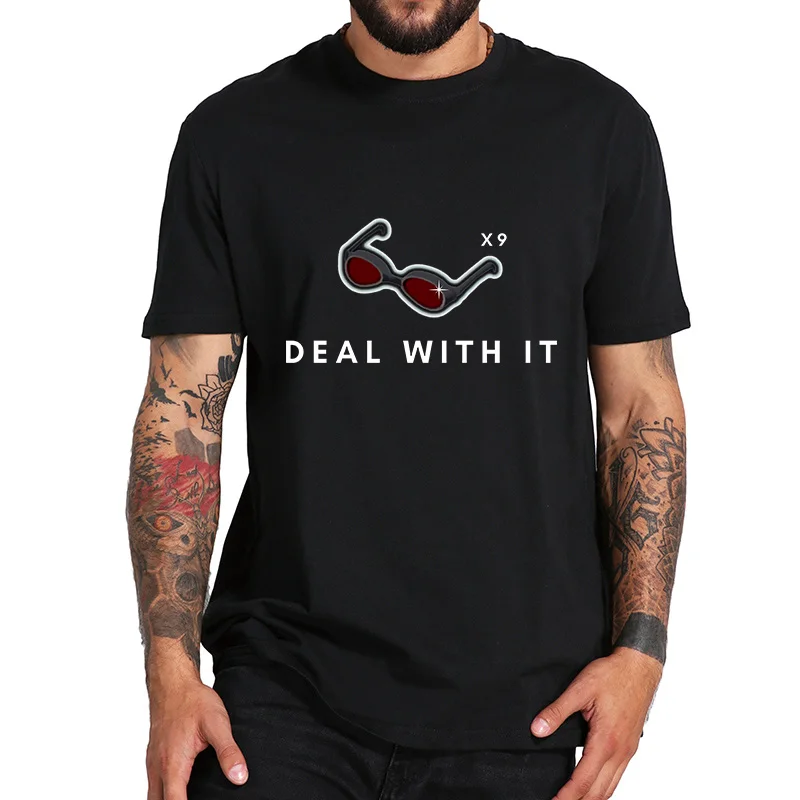 Футболка с риском дождя 2 «Deal With It», футболка для любителей игры третьих лиц Roguelike, мягкая 100% хлопковая Повседневная Базовая футболка, топы