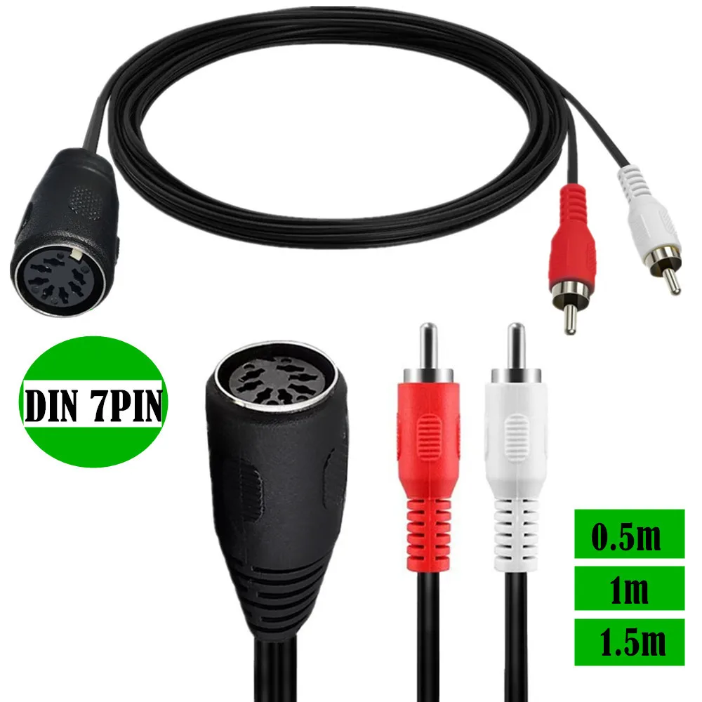 Кабель адаптера 7pin к 2 RCA Lotus Din 7P DIN мама к 2 RCA мужское старомодное аудио оборудование кабель адаптера для динамика 0,5 м/1 м