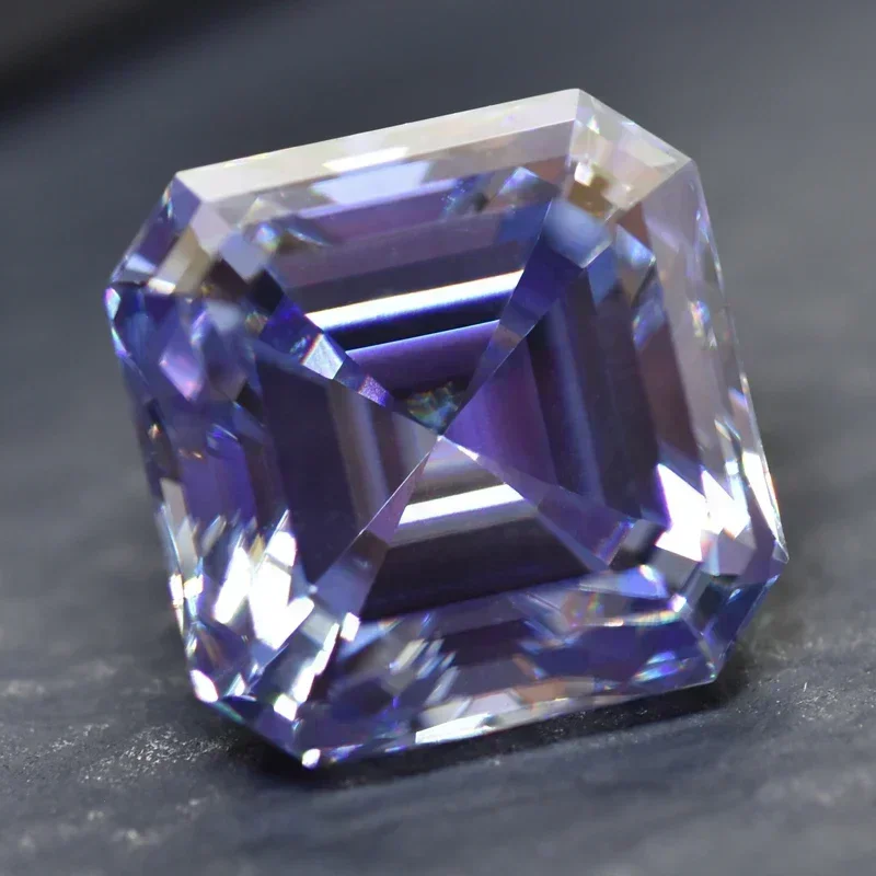 Фото L-лавандовый цвет муассанит камень Asscher огранки драгоценный камень лабораторный выращенный бриллиант для подвесок женский ювелирный материал с GRA Cert №2