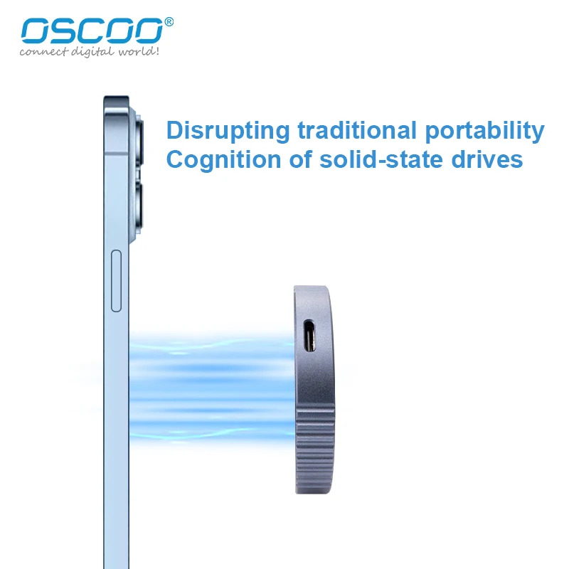 OSCOO SSD 512 ГБ 1 ТБ MD008 Внешний твердотельный накопитель Портативный и магнитный SSD с PD 3.0 100 Вт Быстрая зарядка 10 Гбит/с SSD Iphone 15Pro/Pro Max