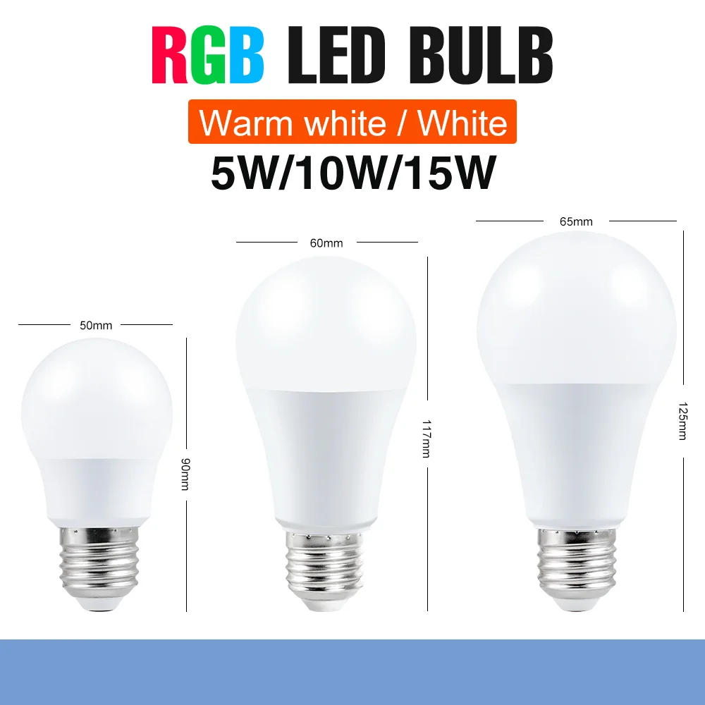 Фото RGB Лампа E27 RGB Ampul Светодиодная лампа 110 В RGB Атмосфера Свет Светодиодная лампа 220 В с дистанционным управлением 5/10/15 Вт Лампа для украшения вечеринки №5