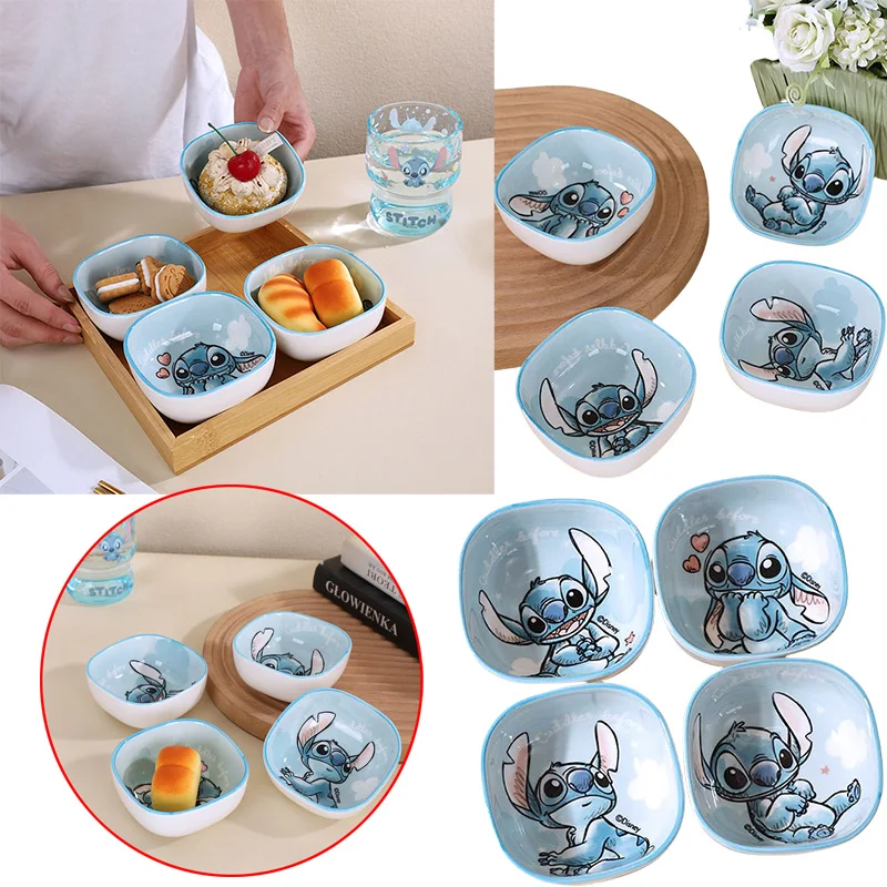 Квадратное блюдо для закусок Disney Stitch, столовые приборы, аниме-персонаж, хлеб, блюдо Dim Sum, столовая, бытовая, высокая красота, посуда для окунания