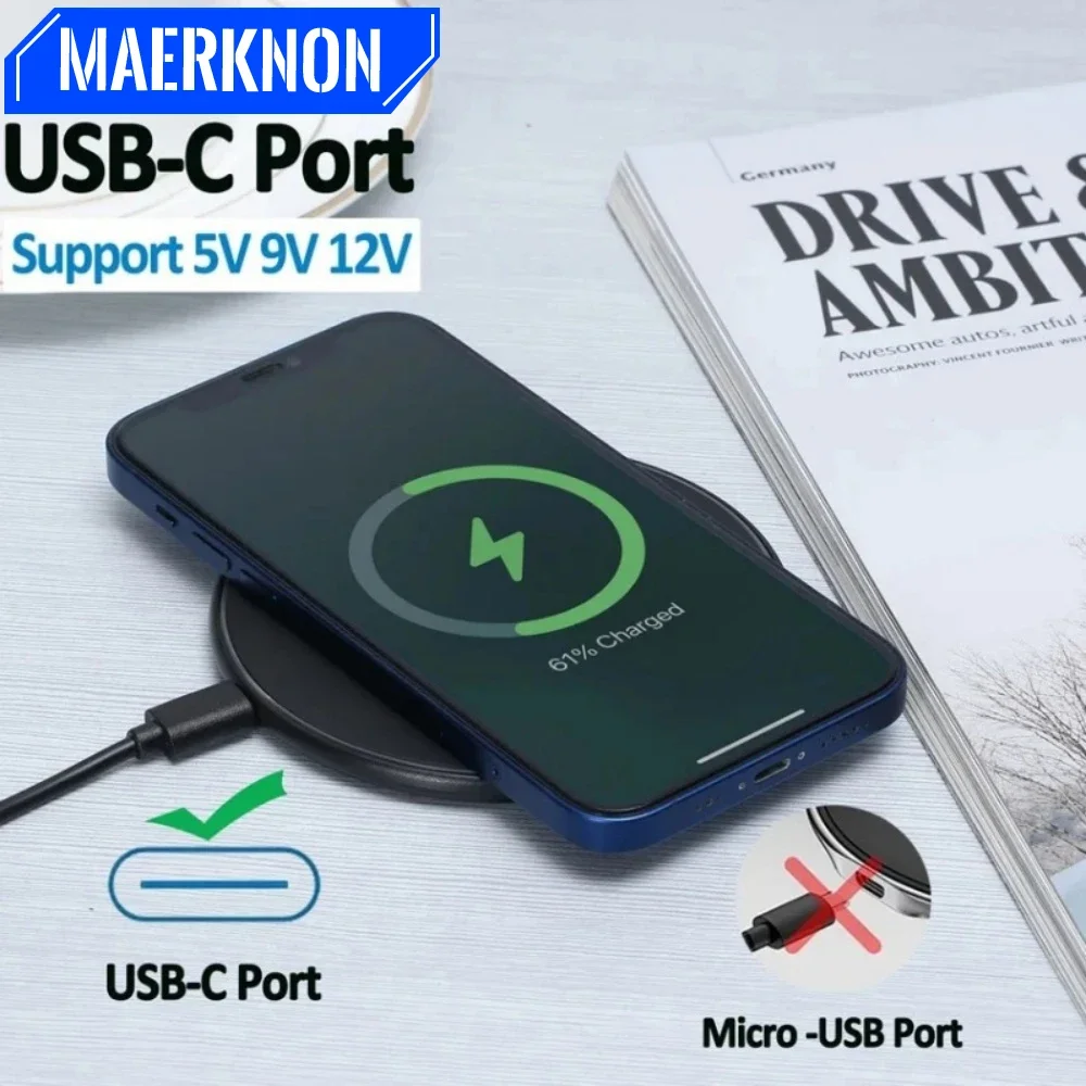 Беспроводное зарядное устройство 15 Вт, быстрая зарядка QC 3.0 USB C, коврик для быстрой зарядки для iPhone 14 13 16 15 XS XR 15 Samsung S22 S21 S20 S9 S10 S8