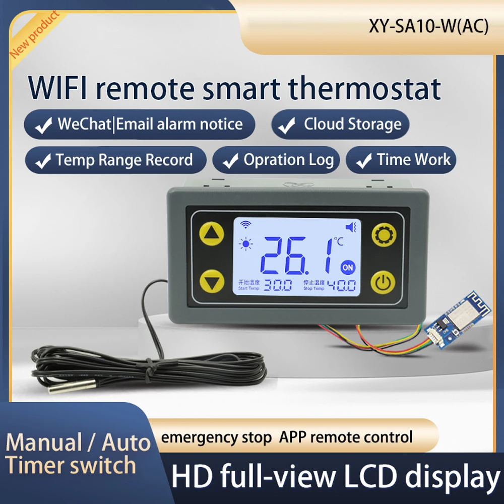 Фото Контроллер Температуры Wi-Fi DC6-30V AC110-220V 10A/30A Цифровой Дисплей 1-канальный Релейный Переключатель SA10 Для Промышле... №2