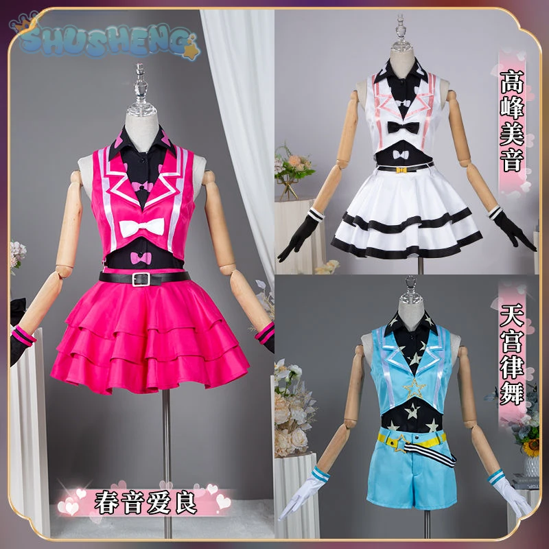 Harune Aira RizumuAmamiya Rhythm takamine mion Косплей Аниме Pretty Rhythm Костюм Рождественская вечеринка Милая короткая юбка униформа