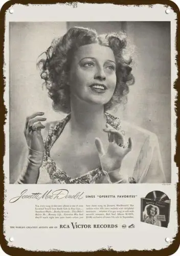 1н,1946 RCA RECORDS Vintage Look Реплика металлического знака OPERA SINGER JEANETTE MacDONALD