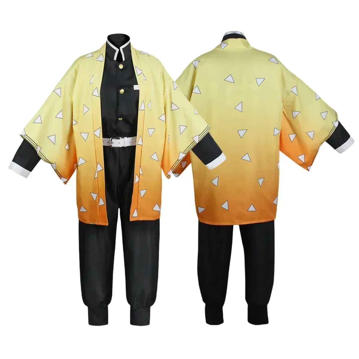 Фото Аниме Agatsuma Zenitsu Косплей Костюм Кимоно Хэллоуин Kleding Party Uniform Pruik Женский Детский №2