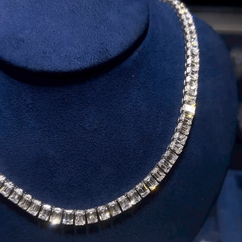 Iced Out из стерлингового серебра 925 пробы по индивидуальному заказу на 50, изумрудный бриллиант с белыми бриллиантами, унисекс, цепочка в стиле хип-хоп (art.: 3920caeeb3e09) - 3920caeeb3e09