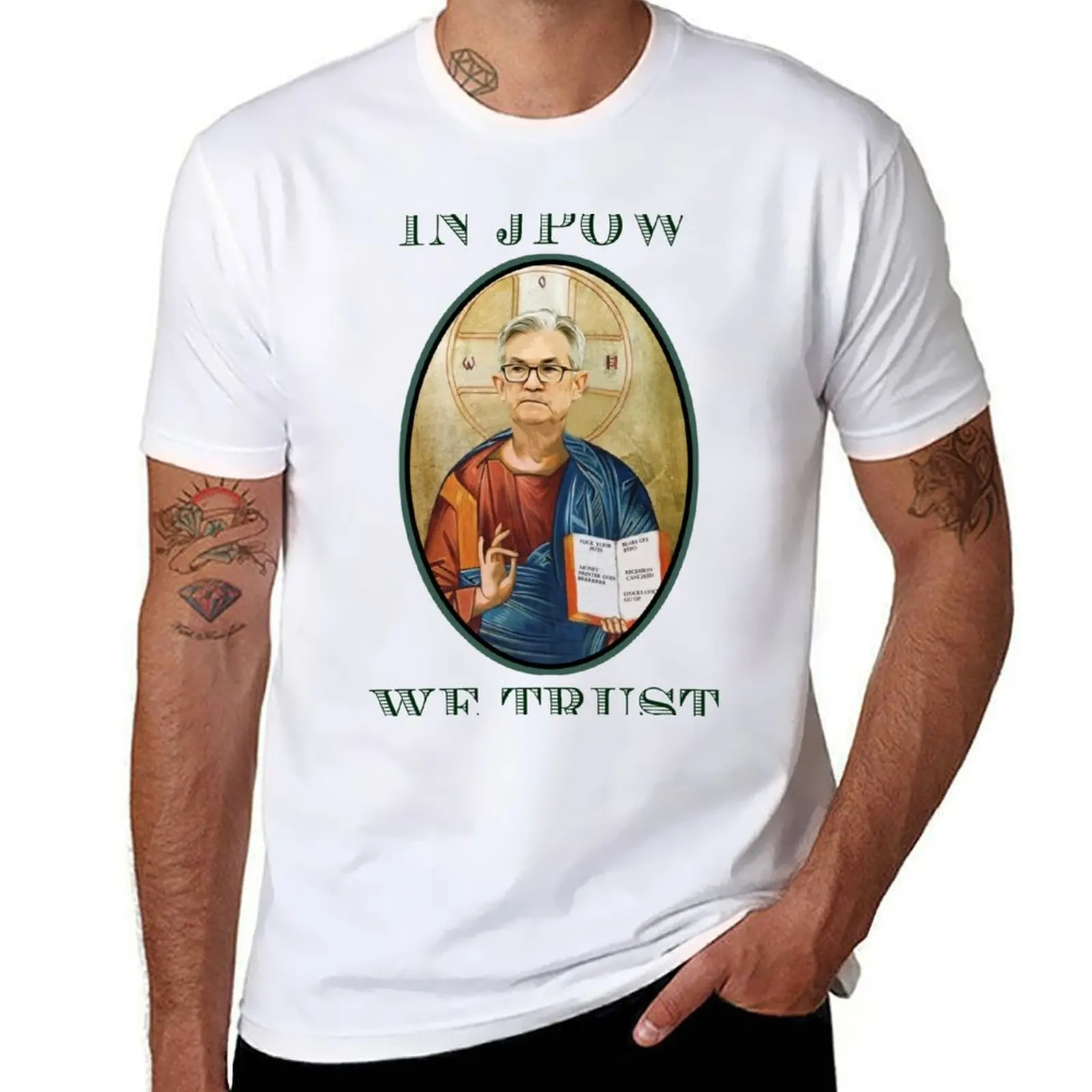 IN JPOW WE TRUST Футболка для мужчин, набор белых хлопковых футболок, футболка