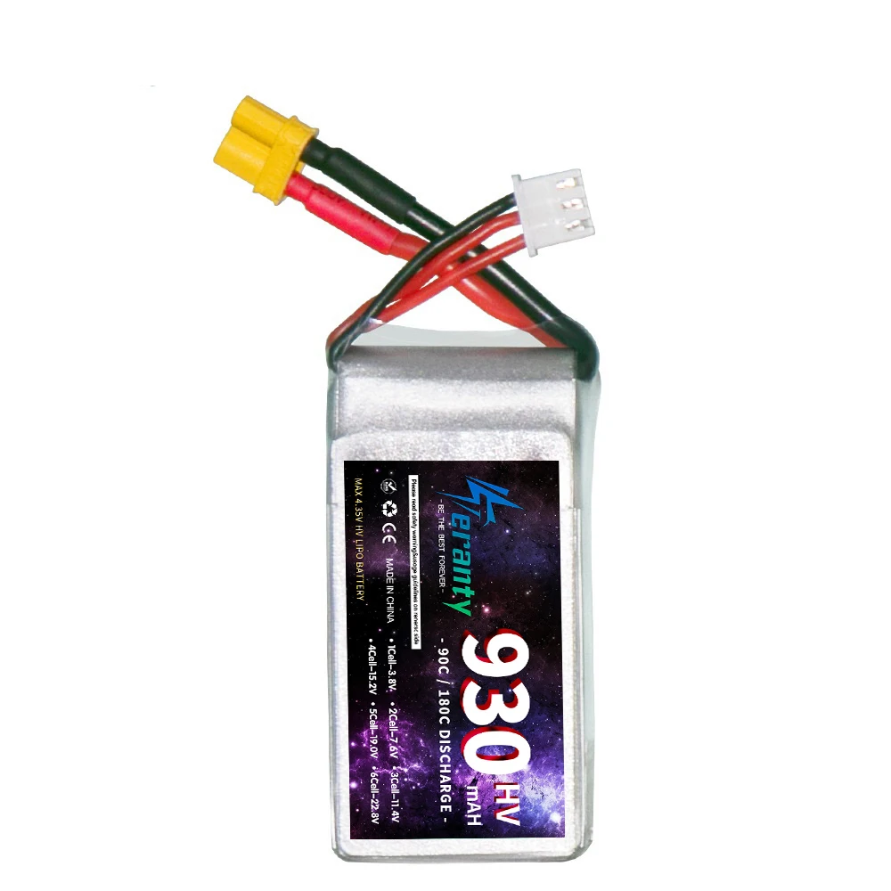 Фото 1/3 шт. TERANTY HV батарея 930 мАч 2S 7,6 В 90C LiHV Lipo батарея XT30 XT60 разъем для гоночного автомобиля RC дрона вертолета самолета FPV №5
